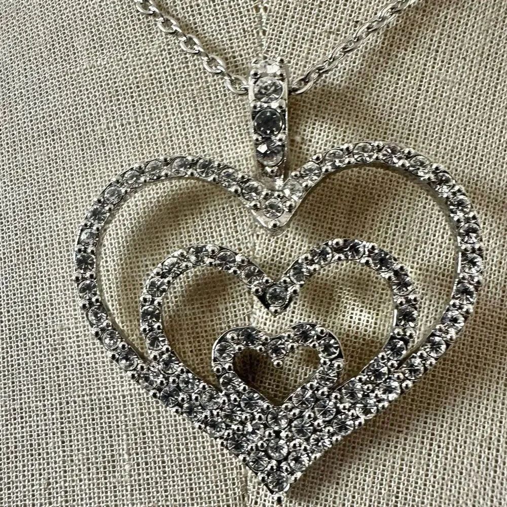 Nolan Miller Triple Heart Rhinestone Pendant Necklace